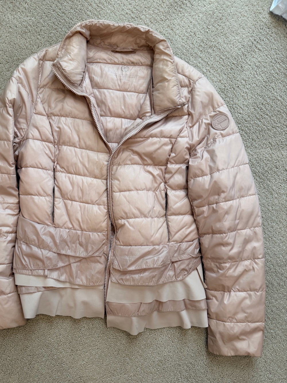 Tahari Quilted Puffer Jacket in Blush Pink